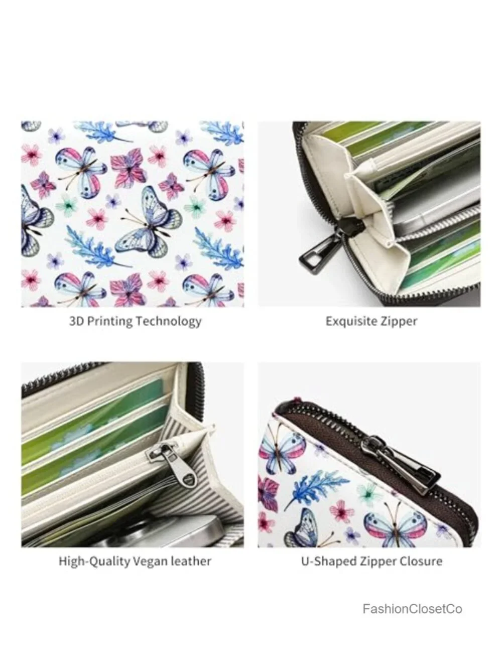 RFID Zipper Wallets for Women PU Leather Credit Card Holder Travel Wristlet